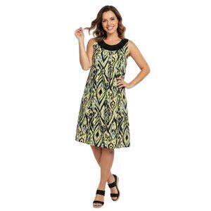 Elementz Sleeveless Boatneck Flowy Rayon Print Dress Size Large